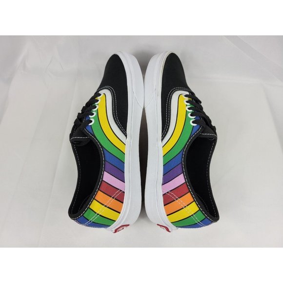 Vans Authentic Striped Shoes Sneakers Size Womens 8.5 Youth 7Y Black 500714 - Picture 10 of 11